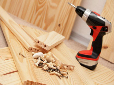 Wooden furnitures and drilling items are there